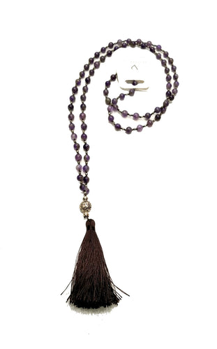 Collana rosario in ametista con tassel