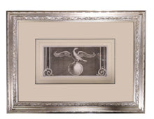 Carica l&#39;immagine nel visualizzatore di Gallery, Incisione d&#39;antiquariato &quot;Antichità di Ercolano Esposte: pittura parietale con uccello ad ali spiegate su sfera&quot;

