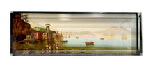 Carica l&#39;immagine nel visualizzatore di Gallery, Fermacarte rettangolare in vetro con vedute di Napoli  veduta al tramonto
