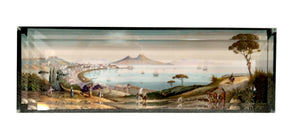 Fermacarte rettangolare in vetro con vedute di Napoli  veduta sul golfo con Vesuvio