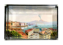 Carica l&#39;immagine nel visualizzatore di Gallery, Fermacarte rettangolare in vetro con vedute di Napoli Vesuvio dalla piazza
