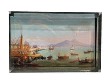 Carica l&#39;immagine nel visualizzatore di Gallery, Fermacarte rettangolare in vetro con vedute di Napoli veduta al tramonto
