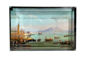 Fermacarte rettangolare in vetro con vedute di Napoli golfo