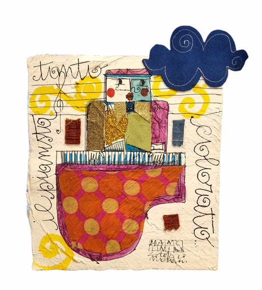 Grafica su carta di Gelso di Stefano Mancini: "Il pianista tanto colorato"