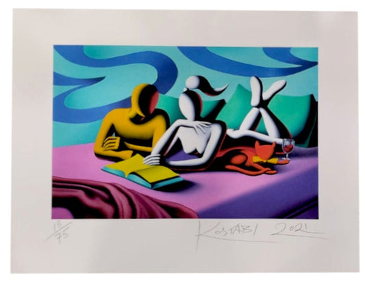 Grafica incorniciata di Mark Kostabi:"Domestic Bliss"