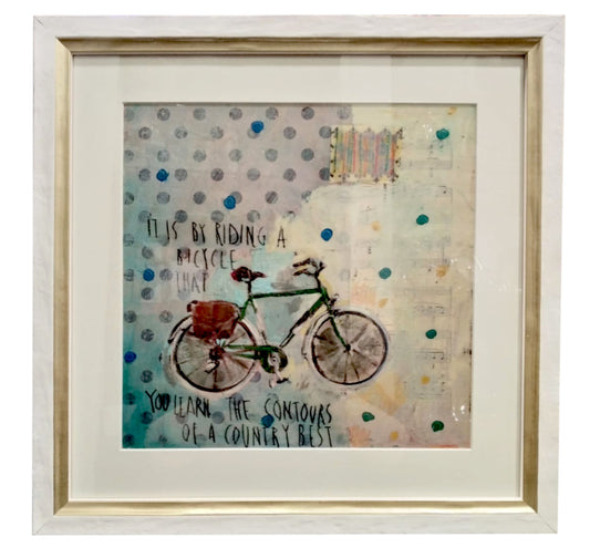 Grafica incorniciata di Valeria Ferrari: "Bicicletta - Ernest Hemingway"