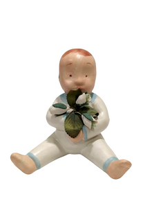 Decorazione da appoggio "Bimbo con fiori" La Gatta