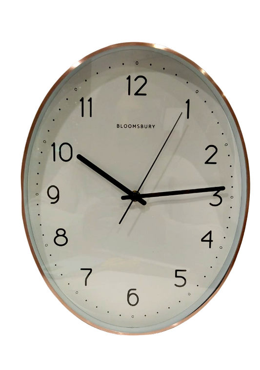 Orologio da parete ovale con cornice ramata
