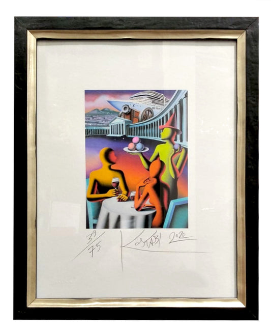 Grafica incorniciata di Mark Kostabi "The Good Life"