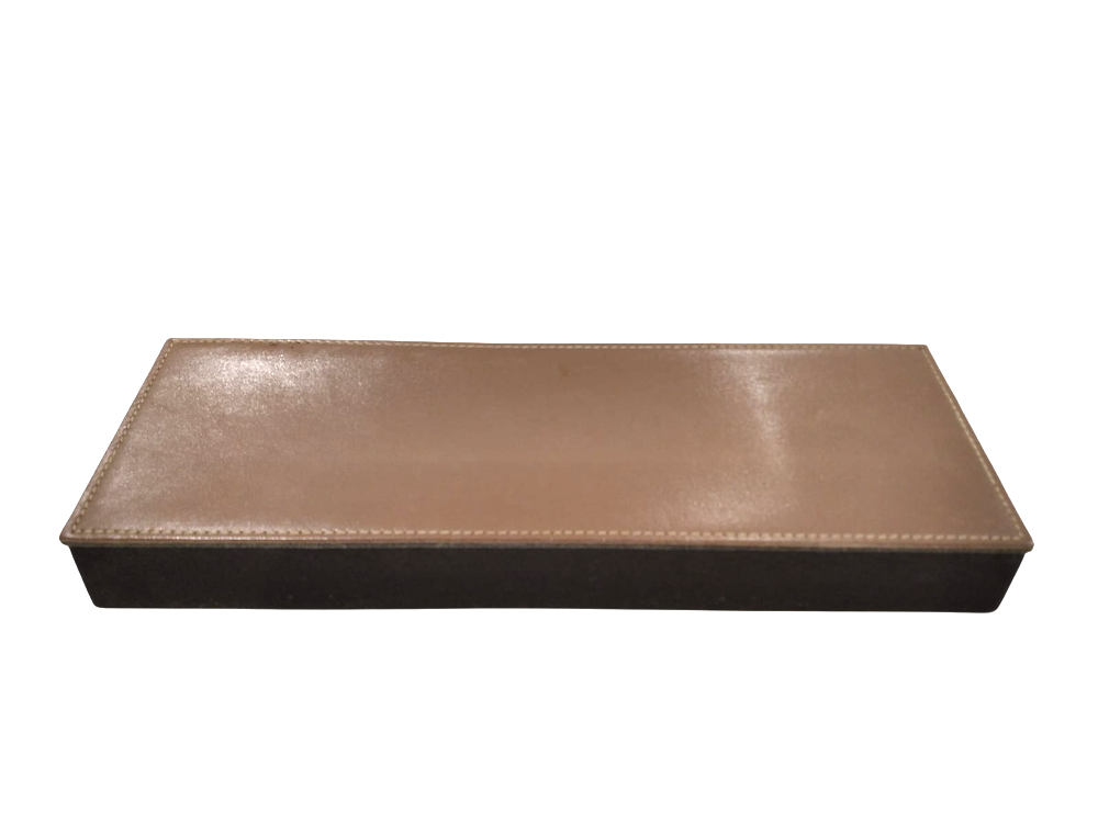 Vaschetta portapenne in pelle e legno "Pinetti"
