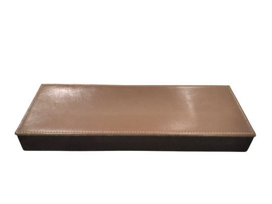Vaschetta portapenne in pelle e legno "Pinetti"