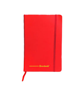 Quaderno a righe con copertina rigida ed elastico "Bombata" rosso