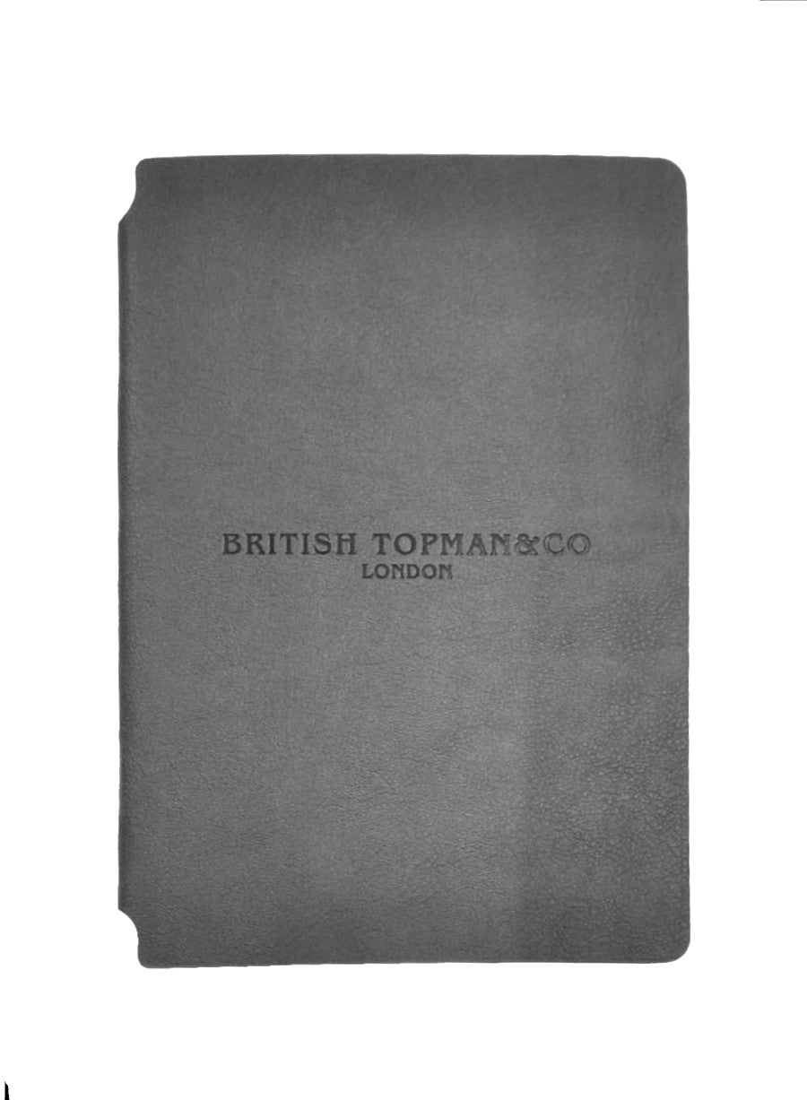 Quaderno a pagine bianche in similpelle flessibile grigia "English Topman & Co" (disponibile in due dimensioni)