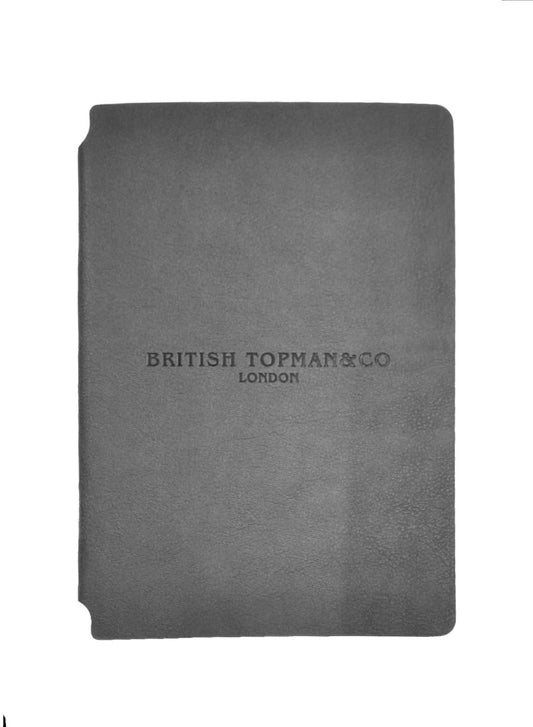 Quaderno a pagine bianche in similpelle flessibile grigia "English Topman & Co" (disponibile in due dimensioni)