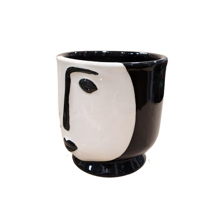 Vaso in ceramica smaltata "Viso Black'n'white"