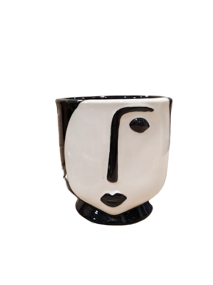 Vaso in ceramica smaltata "Viso Black'n'white"