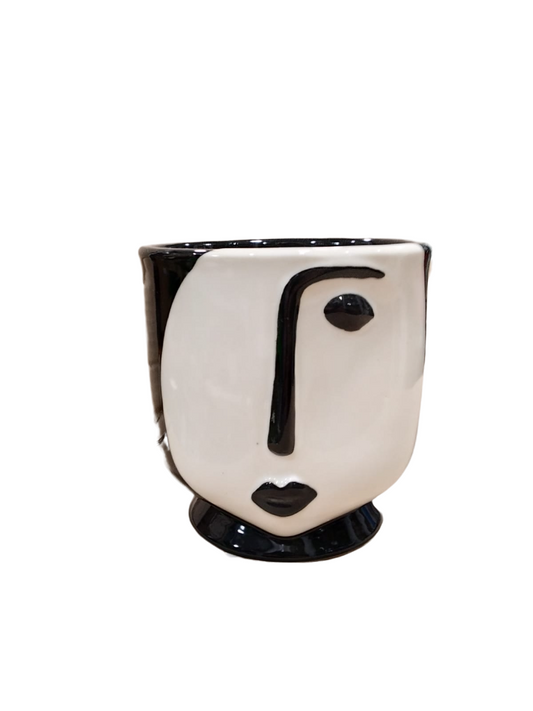 Vaso in ceramica smaltata "Viso Black'n'white"