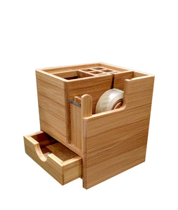 Organizer da scrivania in legno con portascotch e cassettino"Wooden Stationery "