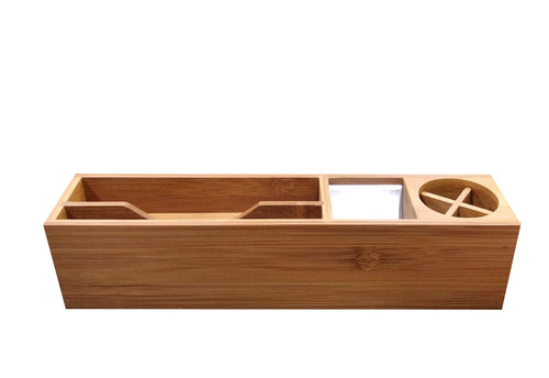 Organizer da scrivania in legno con cassettino