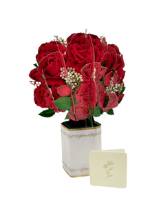 Cartoncino d'auguri floreale 3d "Rose Rosse" Florever Origamo