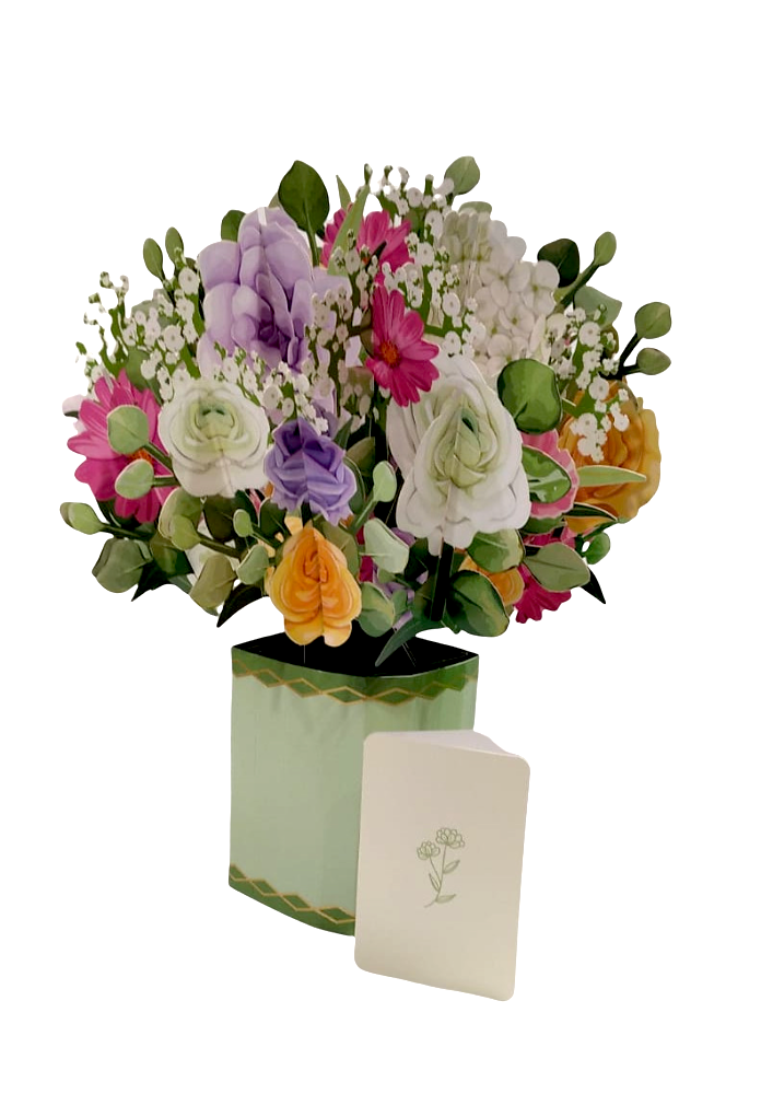 Cartoncino d'auguri floreale 3d "Gioia" Florever Origamo