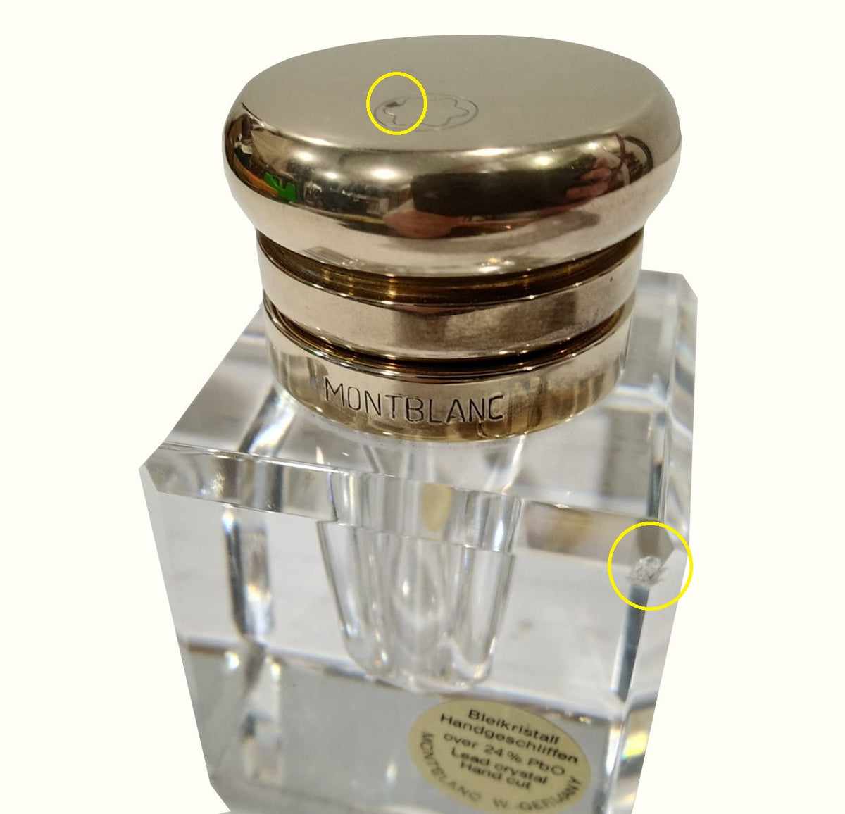 Calamaio in cristallo tagliato a mano e ottone "Meisterstuck" Montblanc