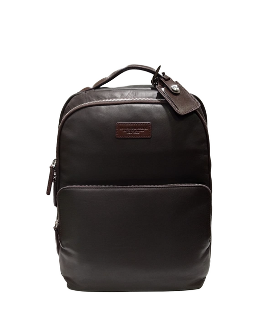 Zaino portacomputer fastcheck 15,6" in pelle "Tech Leather" testa di moro A.G. Spalding & Bros