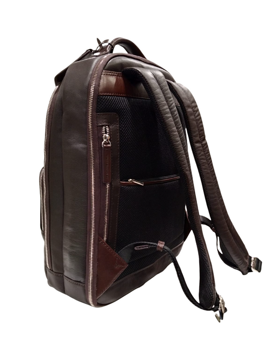 Zaino portacomputer fastcheck 15,6" in pelle "Tech Leather" testa di moro A.G. Spalding & Bros