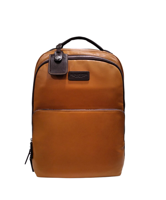 Zaino portacomputer fastcheck 15,6" in pelle "Tech Leather" cuoio A.G. Spalding & Bros