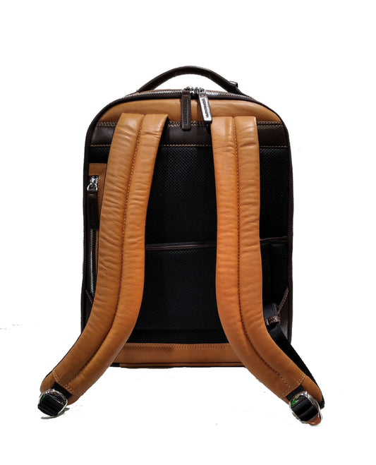 Zaino portacomputer fastcheck 15,6" in pelle "Tech Leather" cuoio A.G. Spalding & Bros