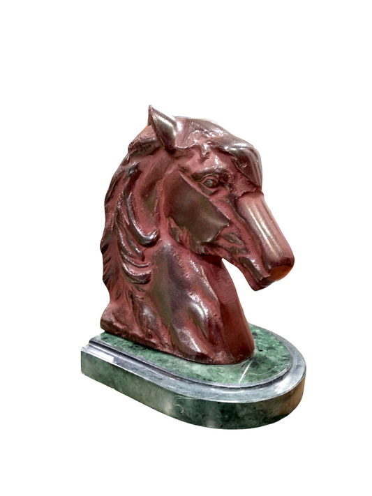 Scultura fermalibri in metallo effetto marmo "Cavallo"