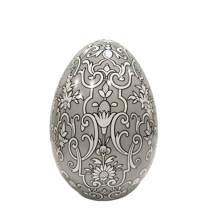 Uovo in ceramica con decoro "Floreale Bianco" Royal Family Sheffield