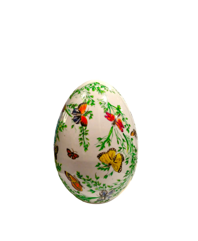 Uovo in ceramica con decoro 