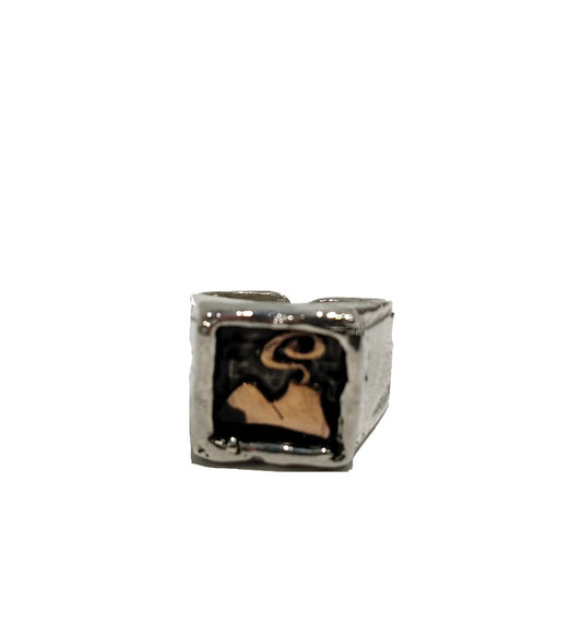 Anello sigillo da mignolo in argento "Vesuvio"