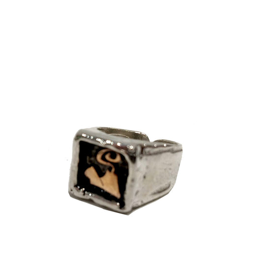 Anello sigillo da mignolo in argento "Vesuvio"