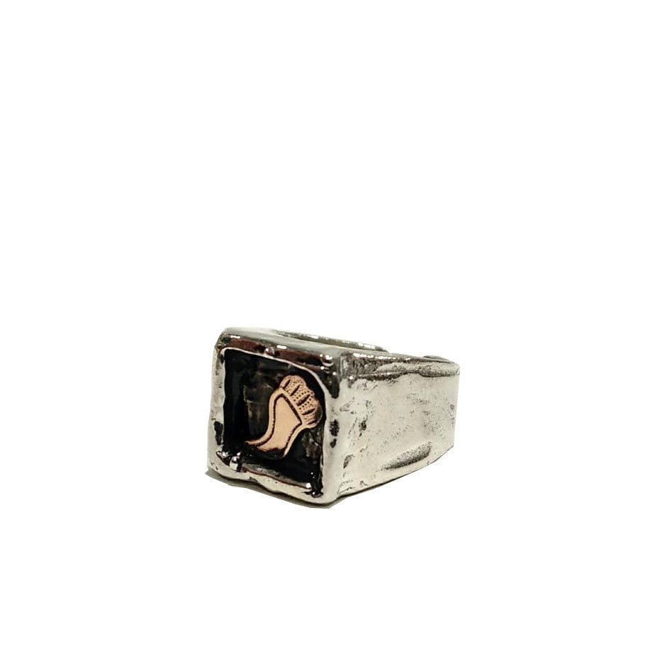 Anello sigillo da mignolo in argento "Cornetto"