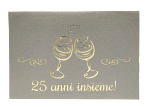 Cartoncino d'auguri tridimensionale Biembi: "25 Anni insieme"