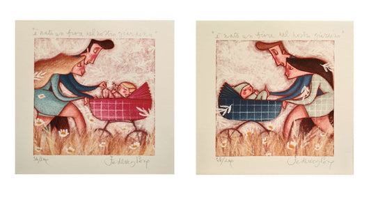 Grafica di Federica Porro "E' nato un fiore nel nostro giardino" (disponibile in due versioni)