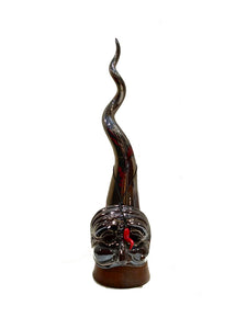 Corno artigianale in ceramica mercurizzata con maschera asportabile da 38 cm "Arte Napoli"