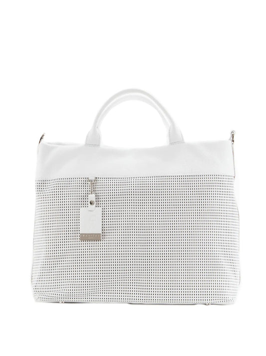 Borsa a mano in pelle con inserto traforato "Sonia" Pelletteria Veneta (disponibile in due colori)