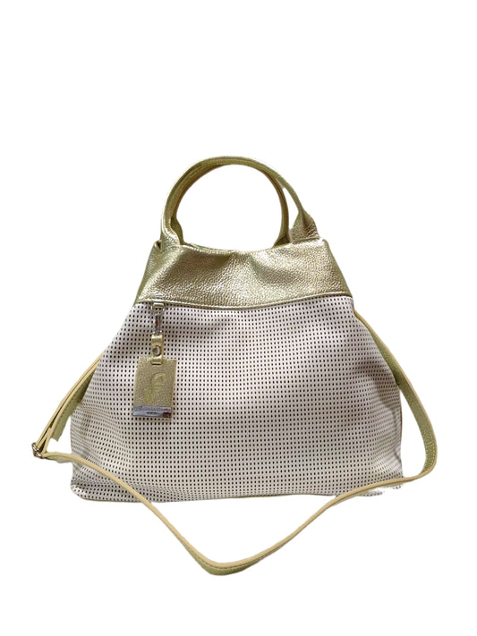 Borsa a mano in pelle con inserto traforato "Sonia" Pelletteria Veneta (disponibile in due colori)