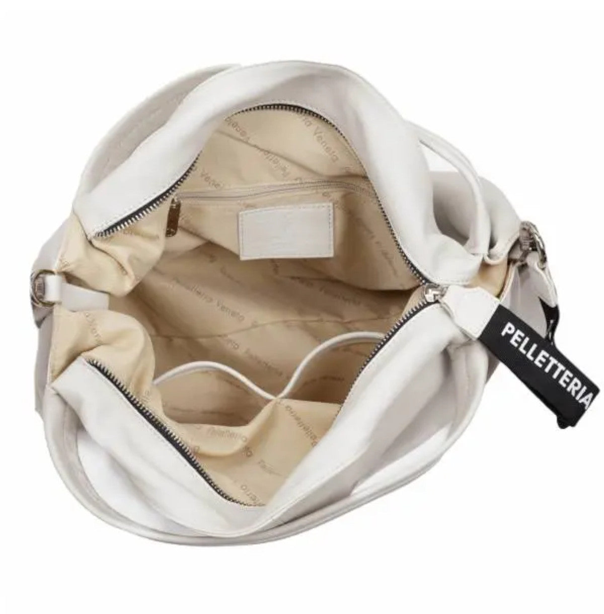 Borsa a spalla con doppi manici in pelle "Daisy" Pelletteria Veneta  ghiaccio