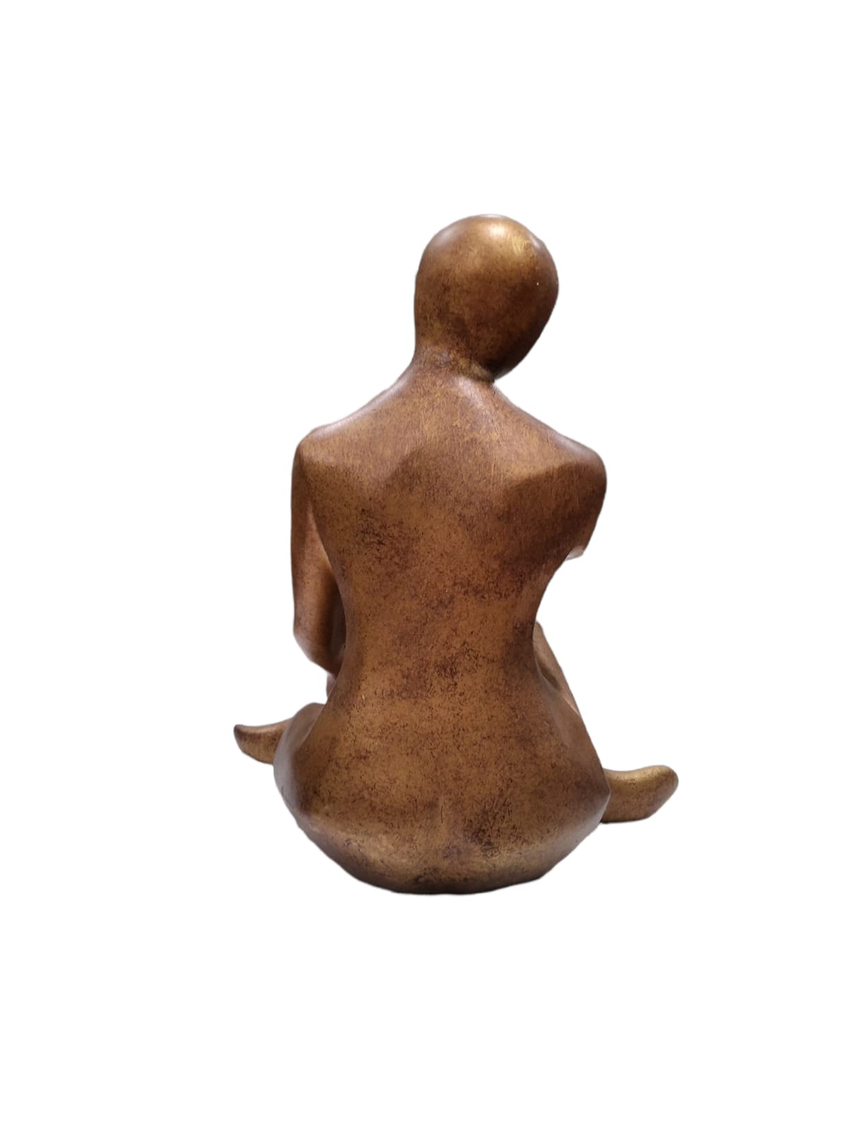 Scultura in resina dorata opaca "Figura seduta""