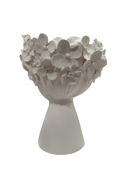 Vaso in resina opaca bianca "Volto di bimbo Fiorito"