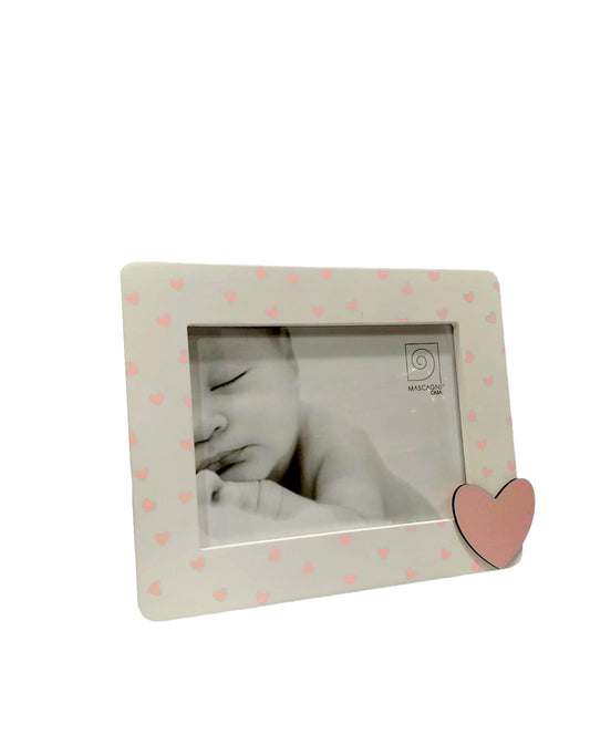 Portafoto prizzontale 13x18 in legno con cuore rosa