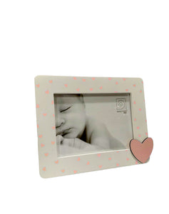Portafoto prizzontale 13x18 in legno con cuore rosa