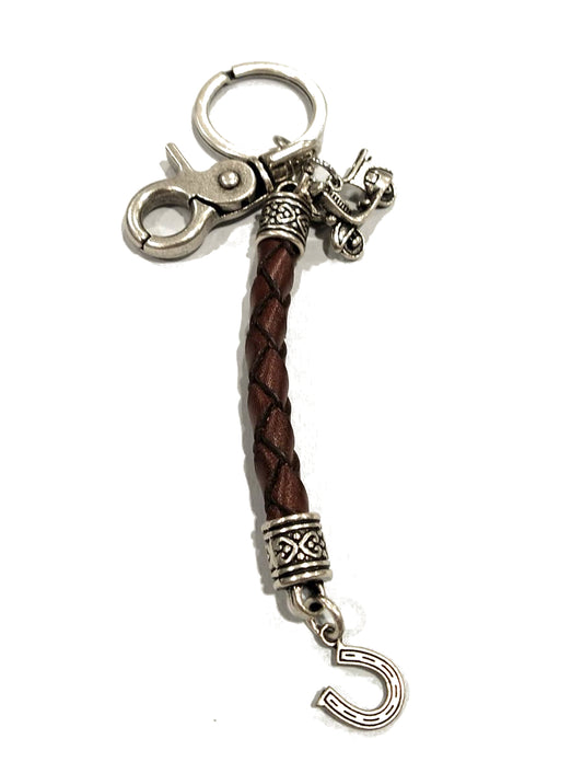 Portachiavi in alluminio e pelle con charms "Lucky" A.G. Spalding & Bro testa di moro