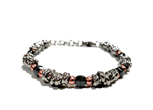 Bracciale da uomo in acciaio e rame  "D.3"