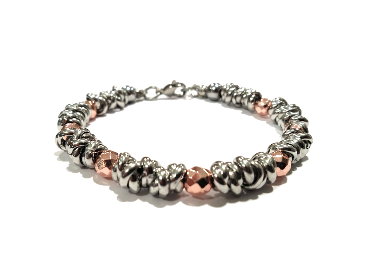 Bracciale da uomo in acciaio con elementi in rame "D.3"