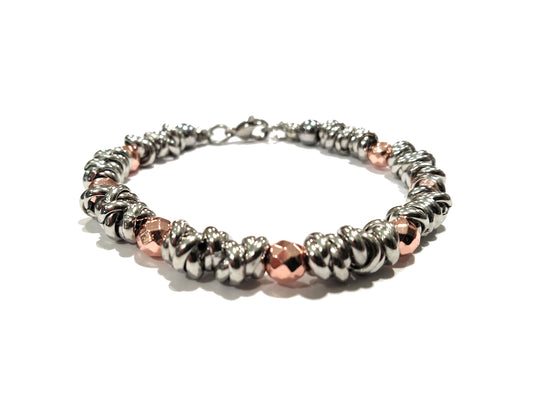 Bracciale da uomo in acciaio con elementi in rame "D.3"